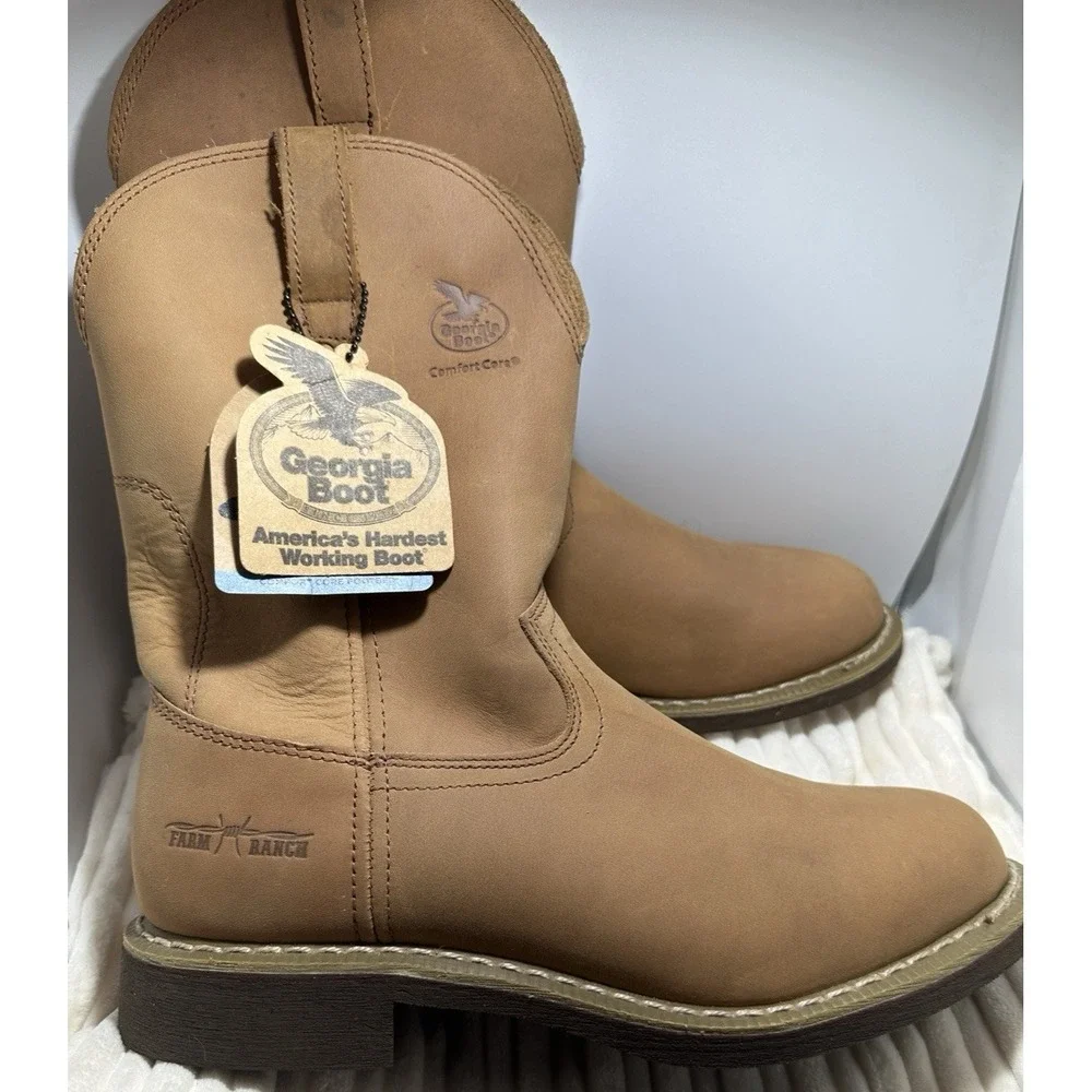Georgia Boot Carbo-Tec Wellington Farm Ranch Pull-On Boots G5814 Men's Size 11D